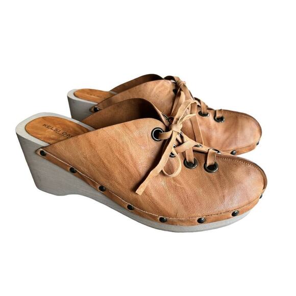 Anthropologie Kelsi Dagger Brooklyn Lace-Up Clogs Size 10 - Picture 6 of 12